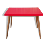 Vintage bistro table, wooden table and red formica feet compass, kitchen, countryside