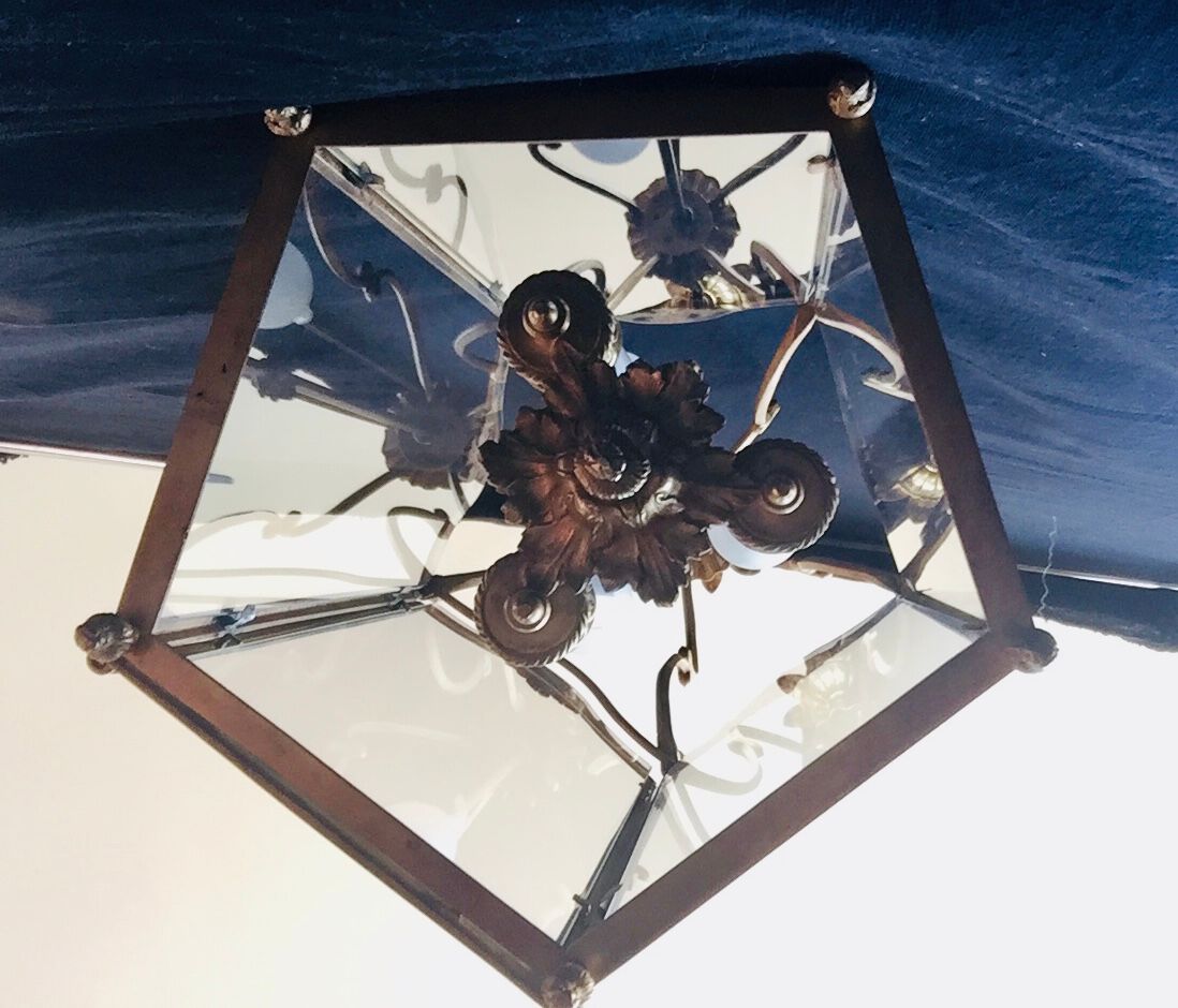 Lantern 3 lights bronze and brass