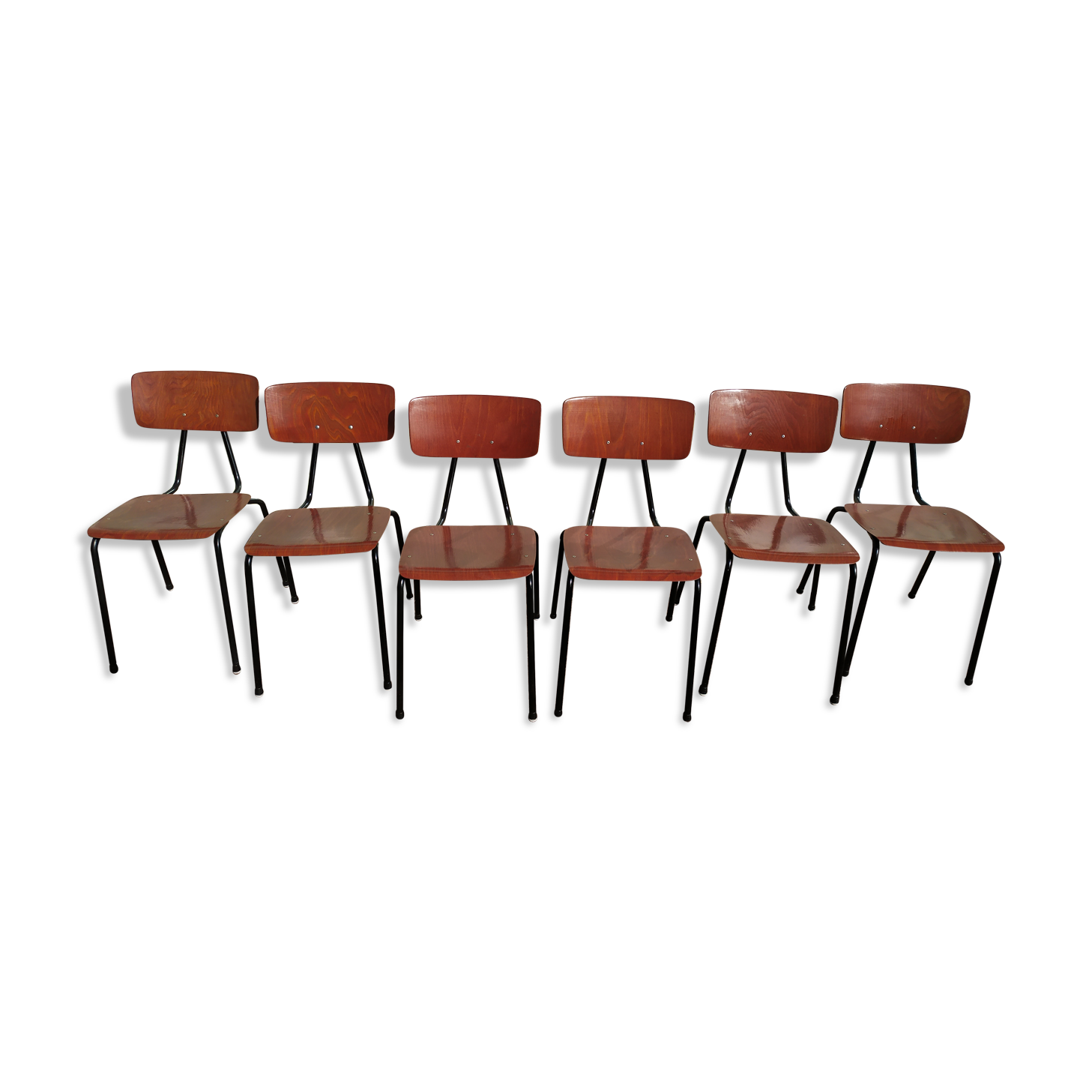 Set of 6 Dutch and metal school chairs - adult
