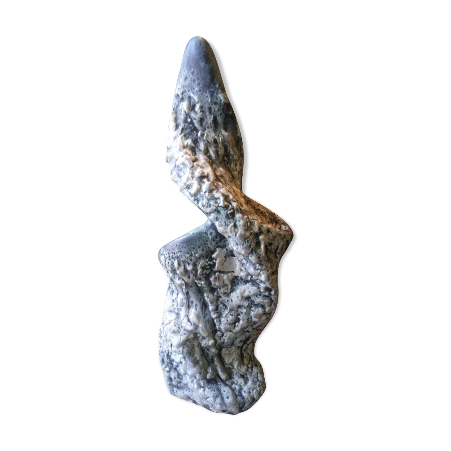 Louis Giraud's twisted double vase in Vallauris ceramic foam