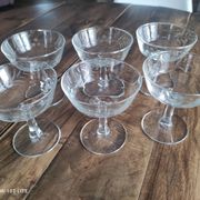 Set of 6 champagne glasses in antique chiseled epi glass