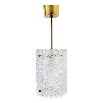 Mid-Century Scandinavian Crystal Glass & Brass Ceiling Light by Carl Fagerlund for Orrefors, 1960s