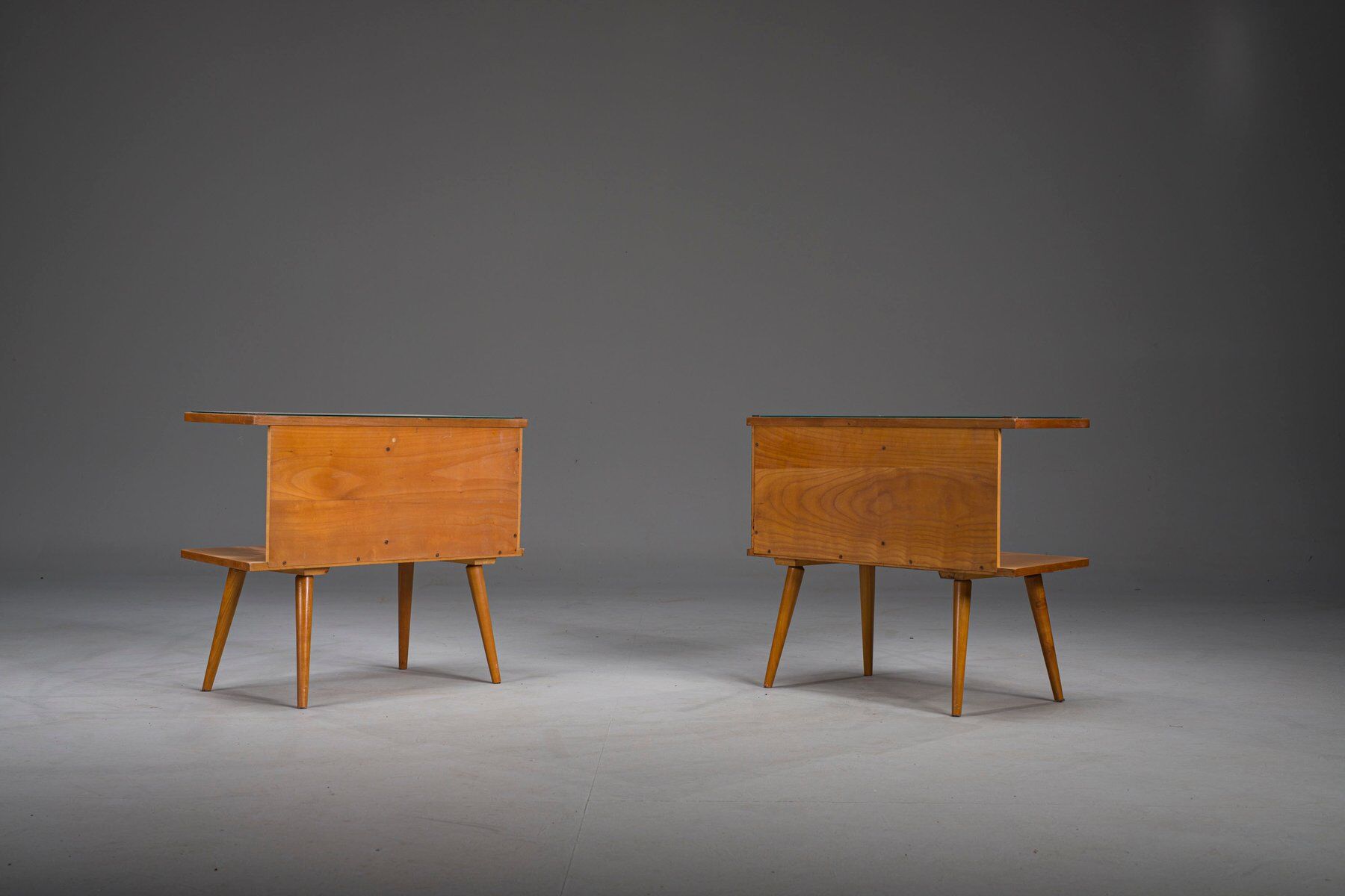 Vintage German cherry nightstands, 1960s, set of 2