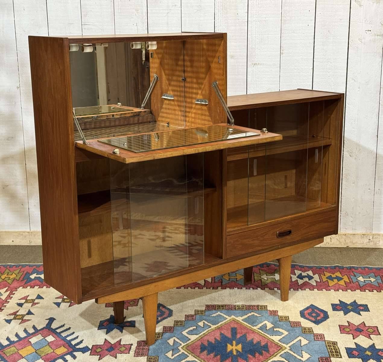 1970s teak English bar