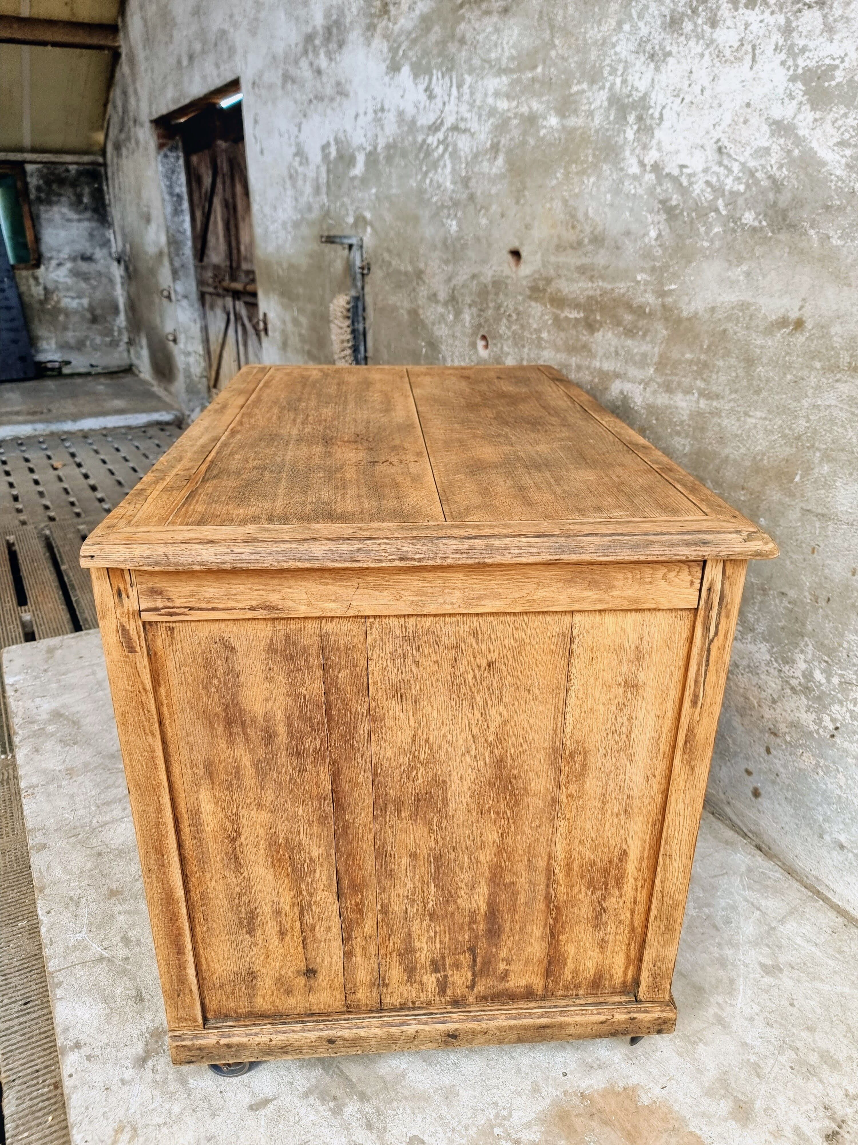 Old cabinet, workbench, kitchen island counter on casters