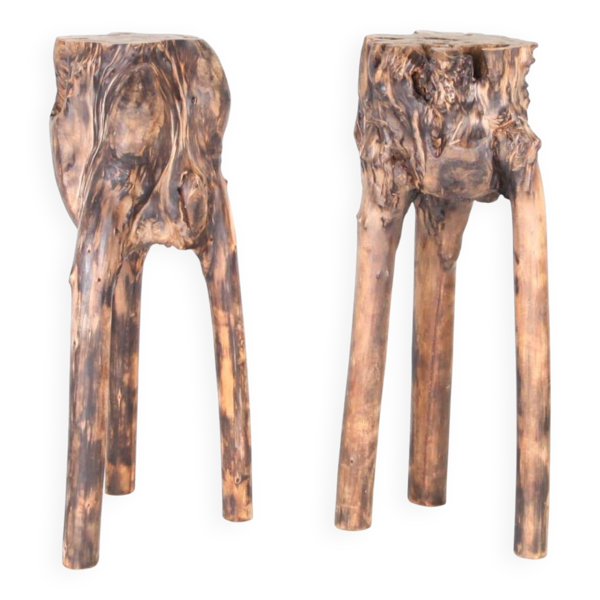 Paire de sellettes en bois