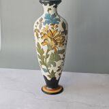 Large multicoloured floral vase in Royal Gouda Porcelain, Zuid Holland.