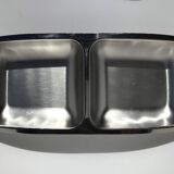 Double hollow brushed stainless steel dish