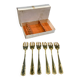 Set of 6 golden dessert forks