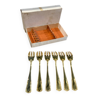 Set of 6 golden dessert forks