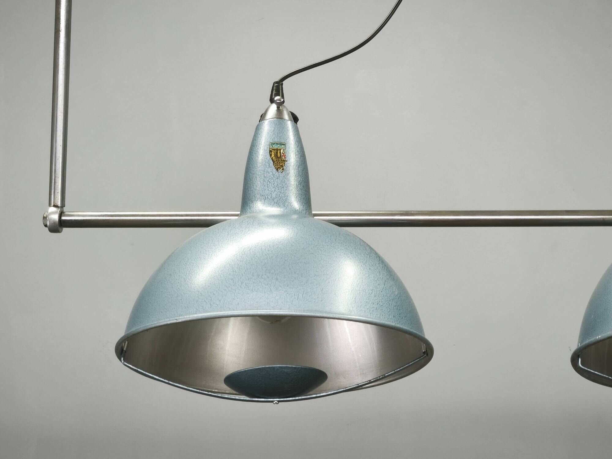 A.L.F. Firenze Italian Industrial Three-Light Chandelier, 1970s