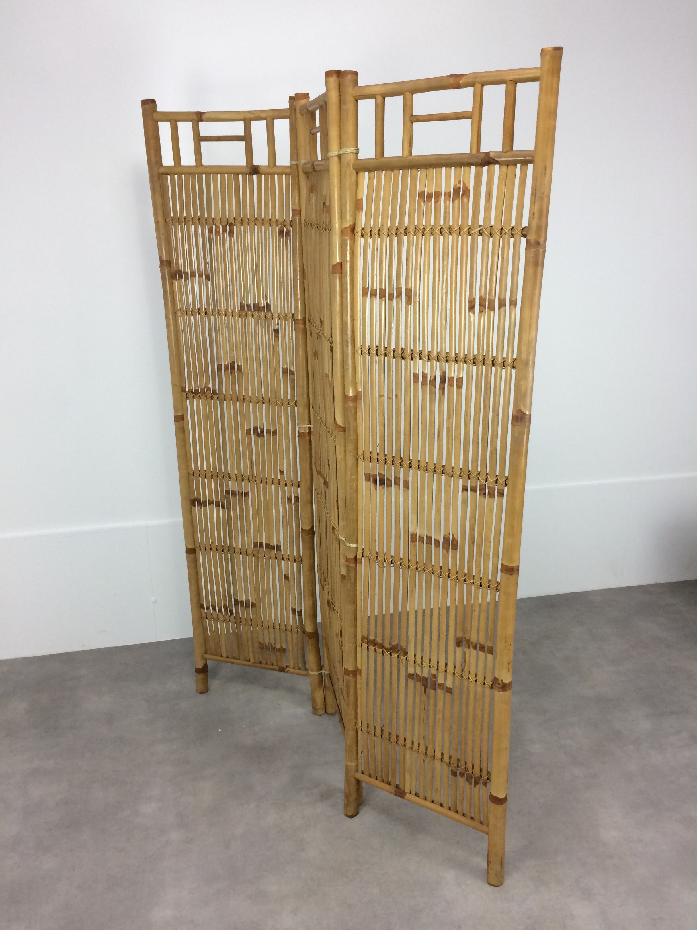 Vintage Bamboo Room Divider 3 Panels