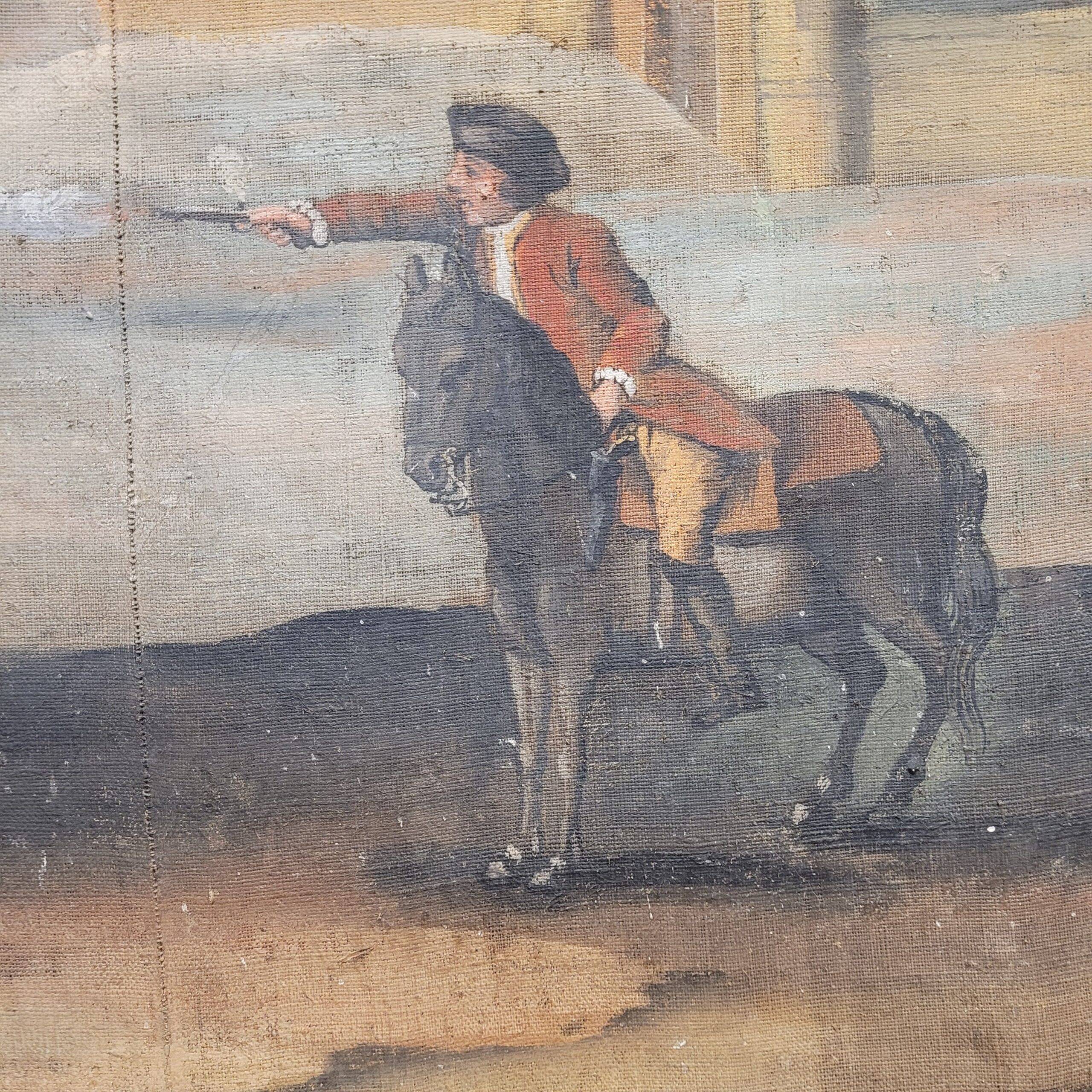 Watercolour on linen "Duel of Knights", French school, 18th century – France