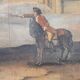 Peinture à l'eau sur lin "Duel de chevaliers", école française, XVIIIe siècle – France