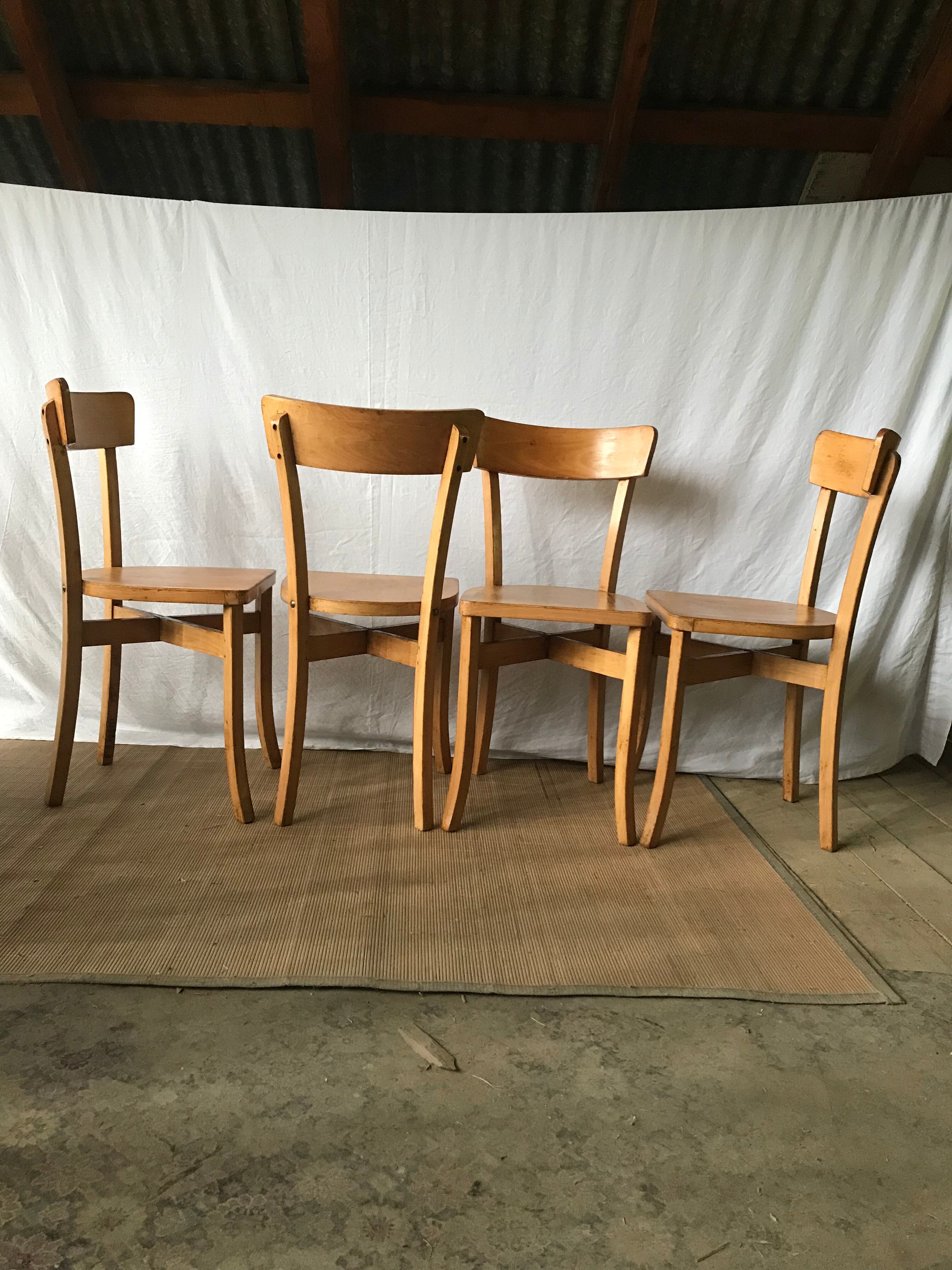 Set of 4 vintage bistro chairs manufacture Boiclerc
