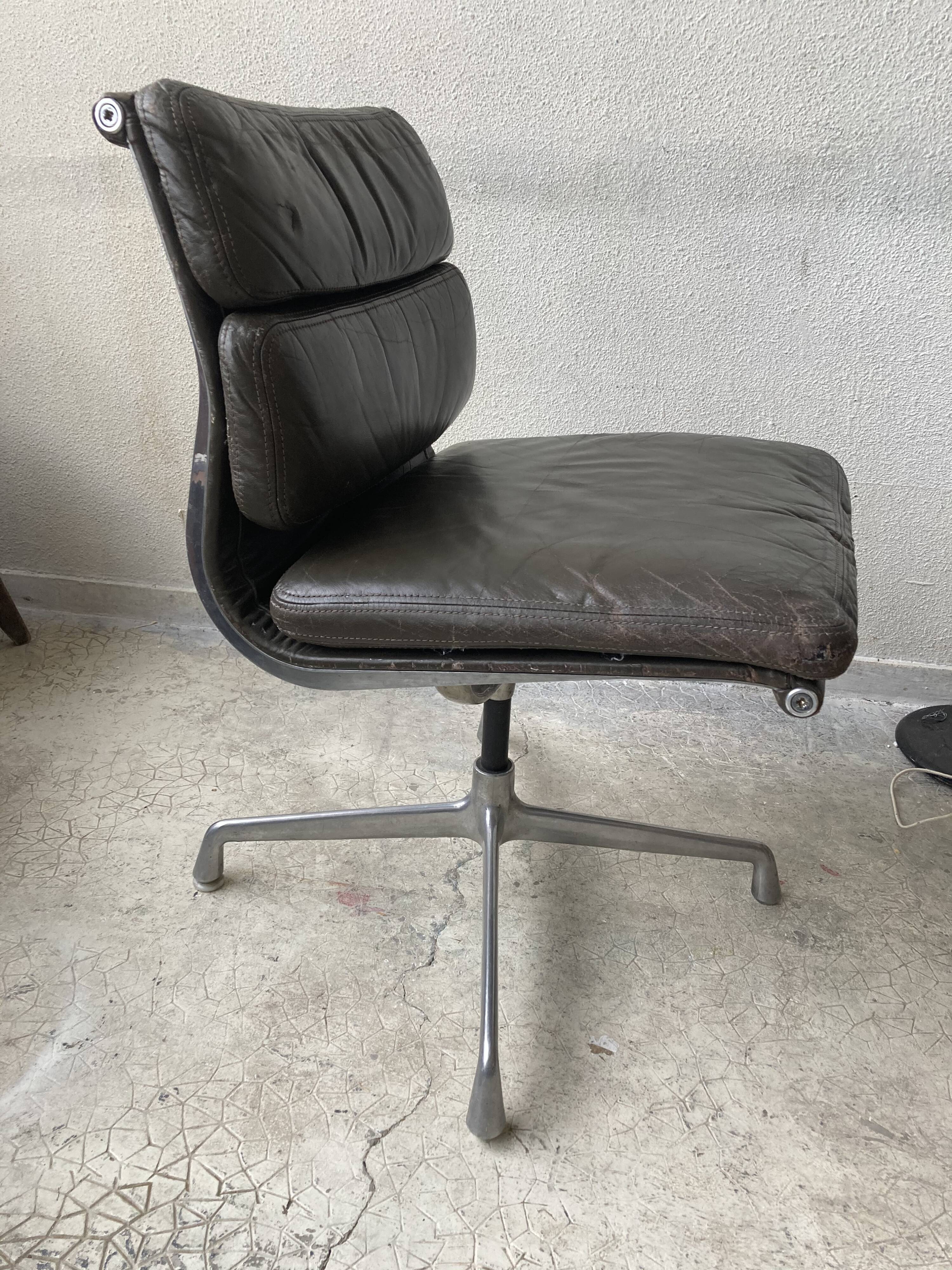 Office chair Eames Soft Pad 1970 Leather Grey