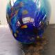 Ancien vase cristallerie la rochere multicouche vert & bleu vintage