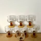Lot of 8 amber glasses from the 60s
