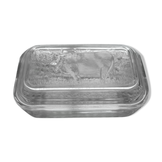 Beurrier en verre couvercle vache laitière