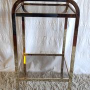 Gold metal and smoked glass side table - 1970s/80s