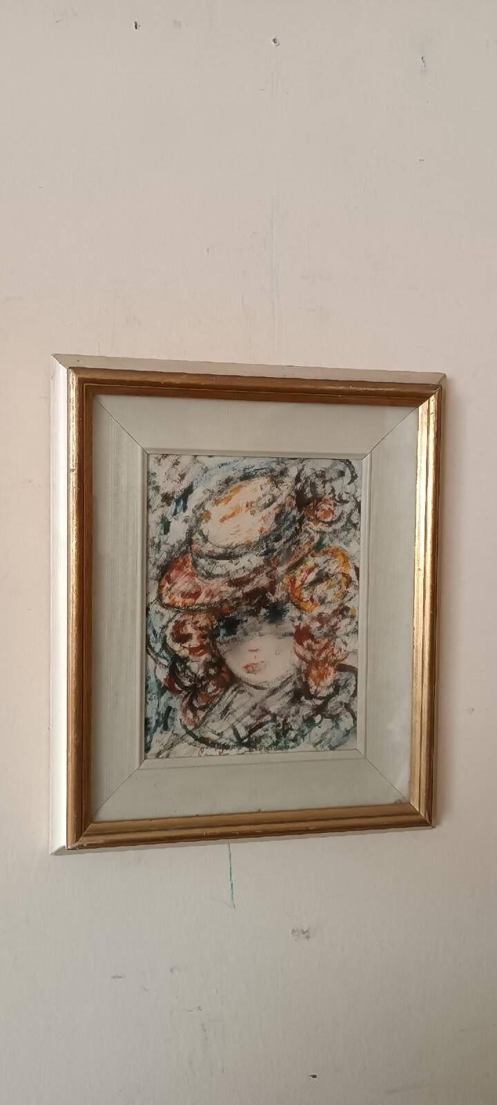 Peinture sur papier aquarelle visage, GUIDO CODOGNONE (1901-1968)