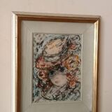 Peinture sur papier aquarelle visage, GUIDO CODOGNONE (1901-1968)