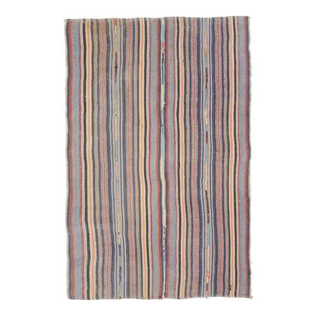 Tapis kilim turc vintage en laine et coton violet noué à la main