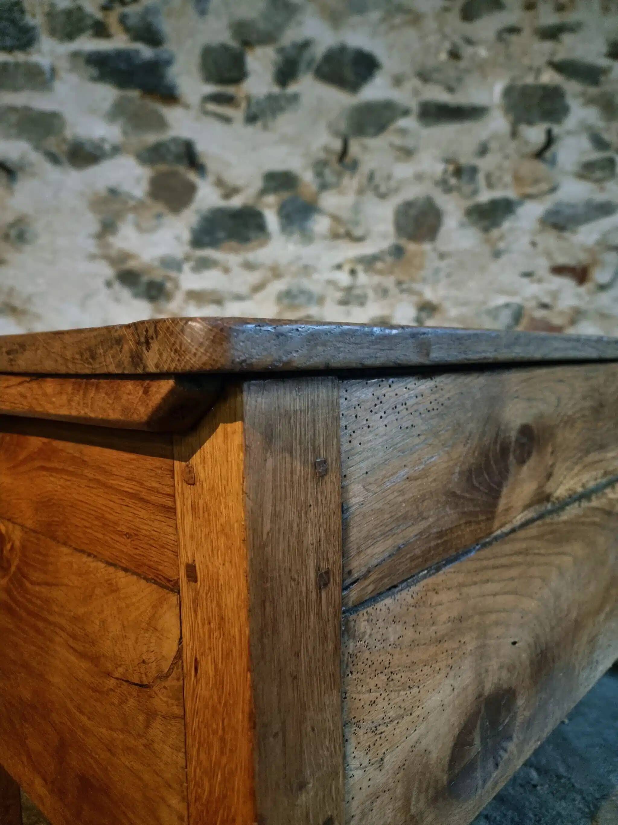 Old oak storage chest or flour bin