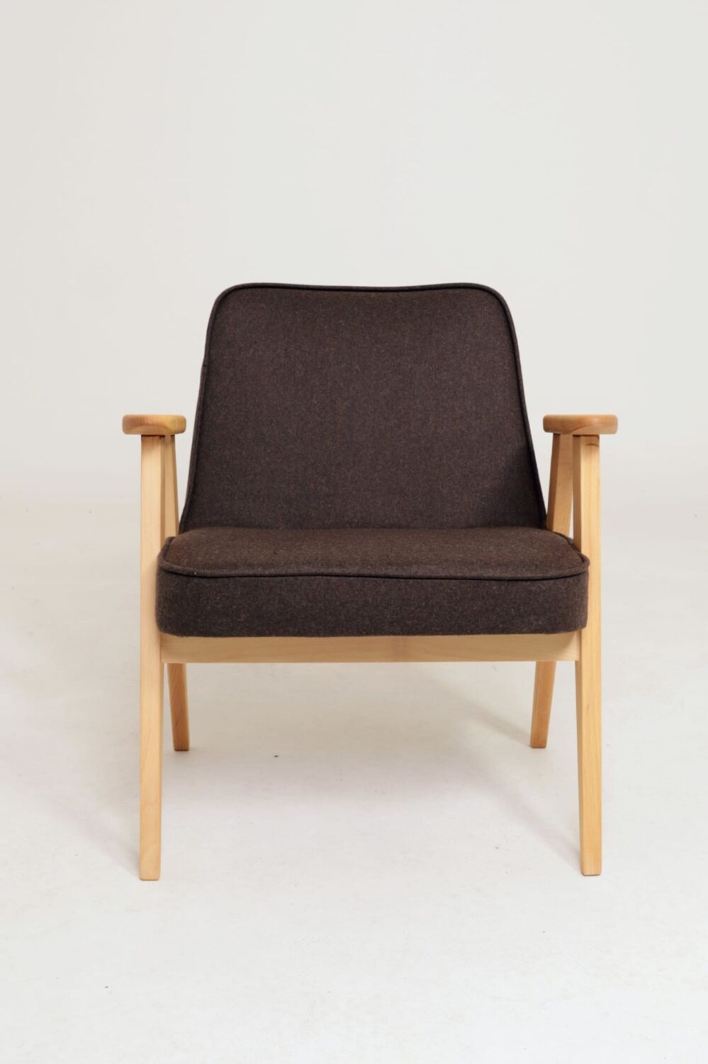 Scandinavian chocolate wool armchair designed by Chierowski