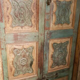 Indian gate yellow green sculptee old teck origin patina