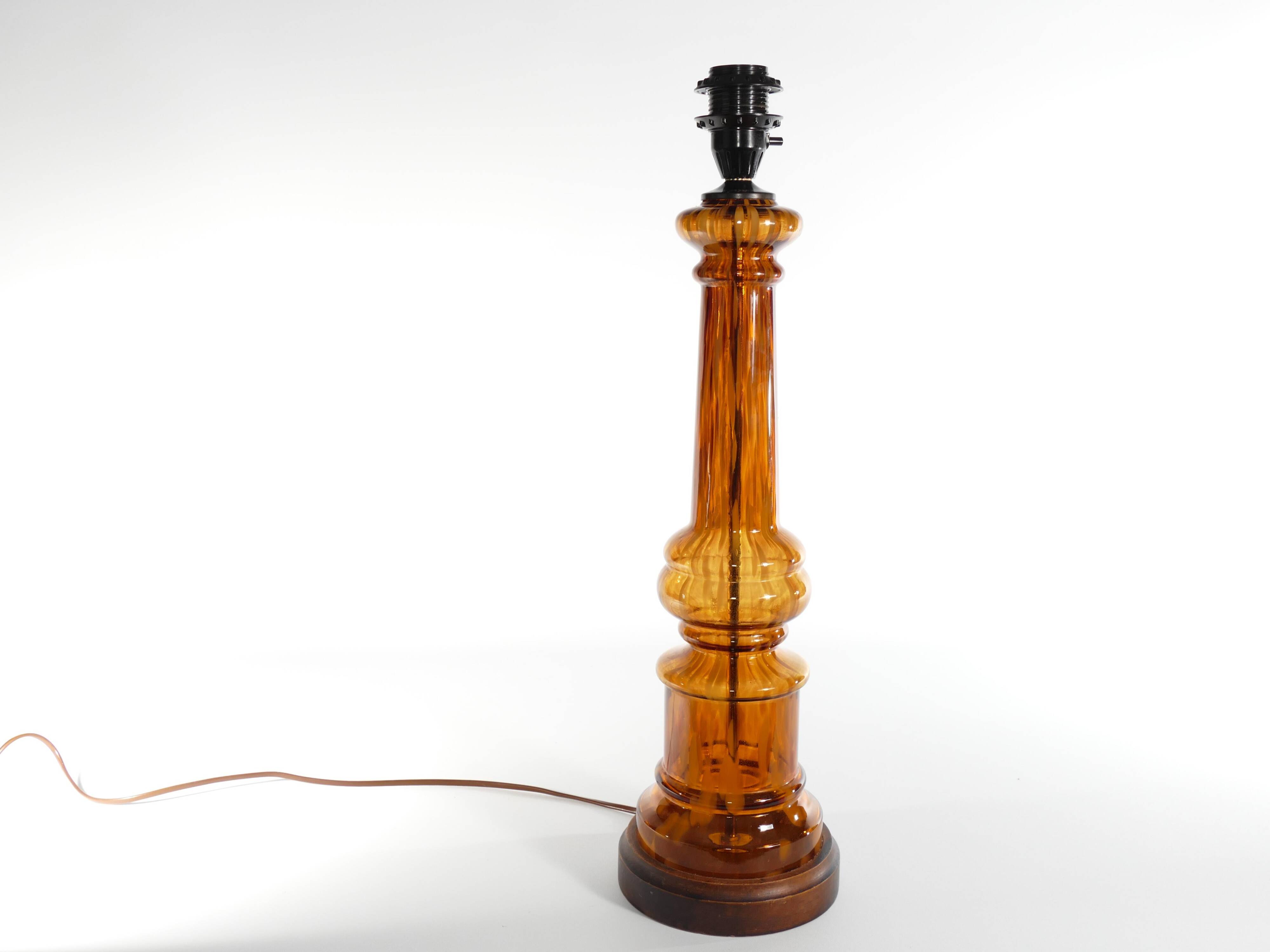 Scandinavian Modern Amber Glass Table Lamp by Miranda, 1970s