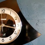 Vintage clock asymmetrical silent wall pendulum "Black Bayard"