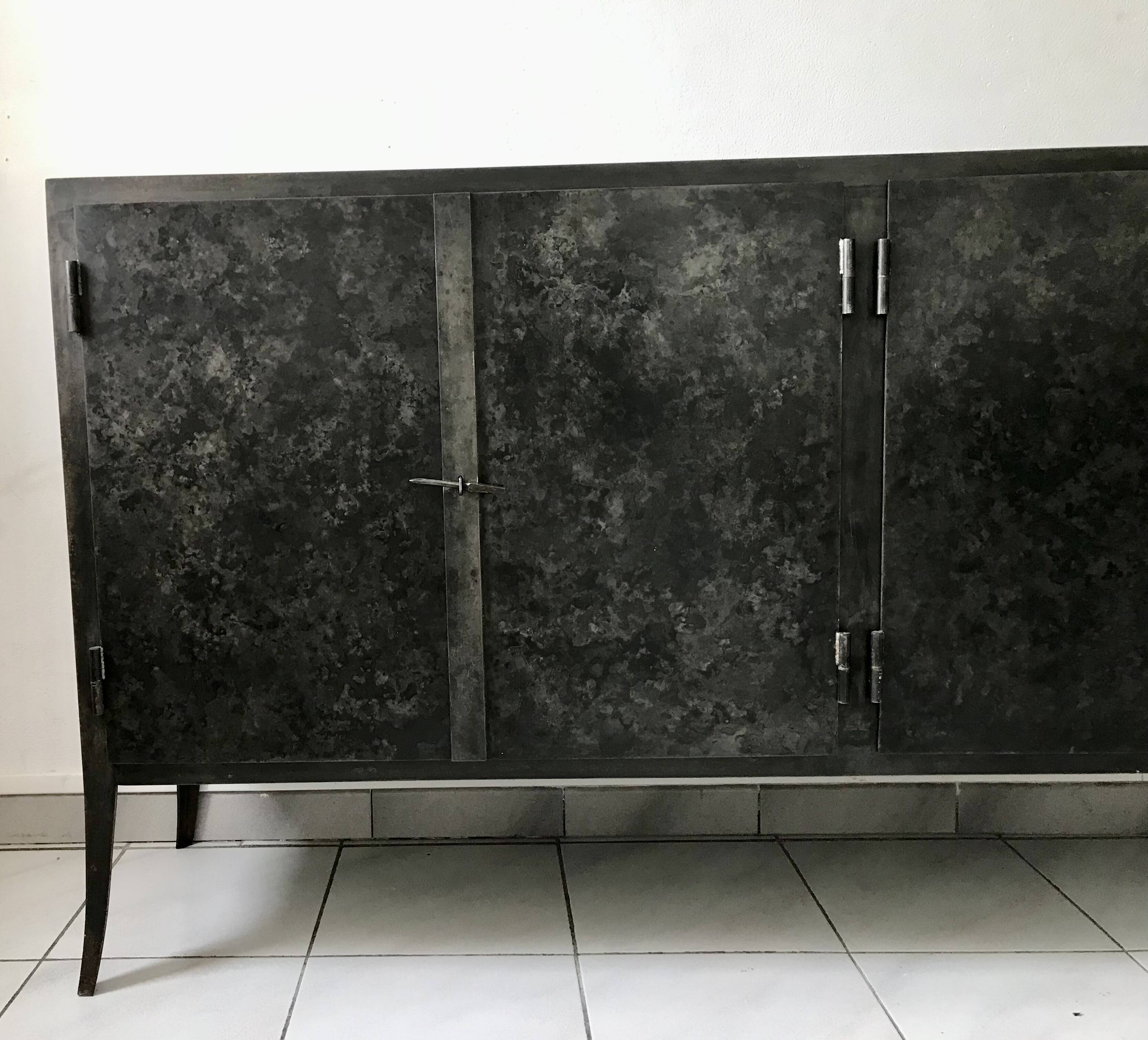 Black forged steel sideboard