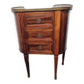 curved mahogany chest of drawers with marble top