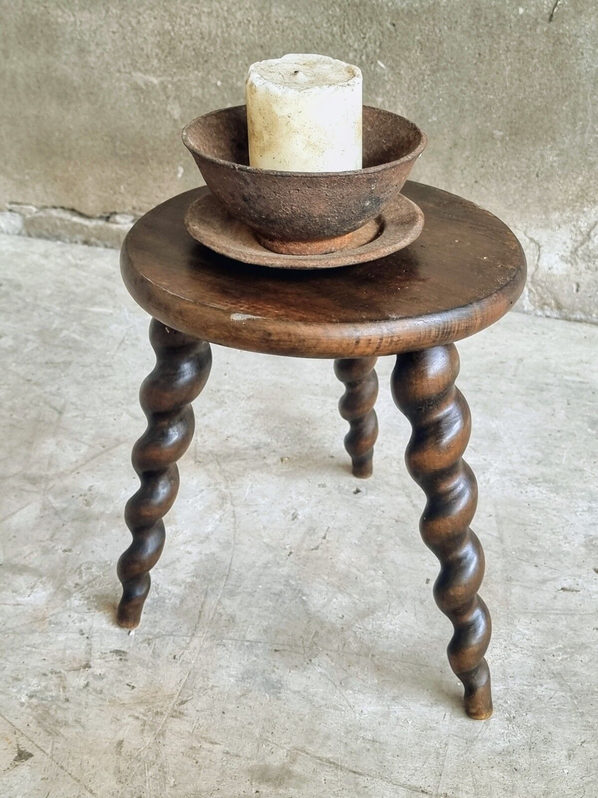 Vintage stool milking stool beech wood