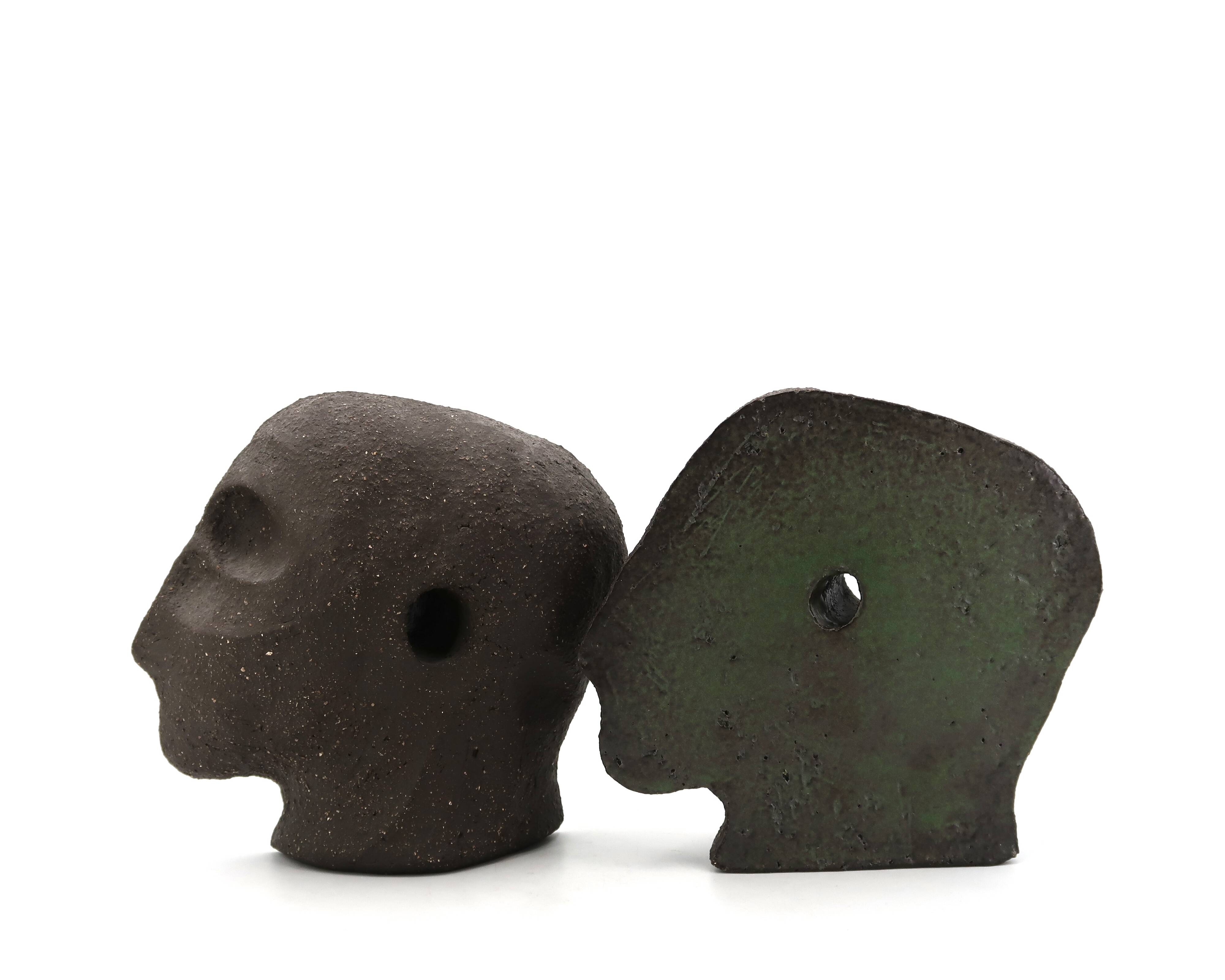 Ceramic sculpture in the form of a head by Salvatore Parisi