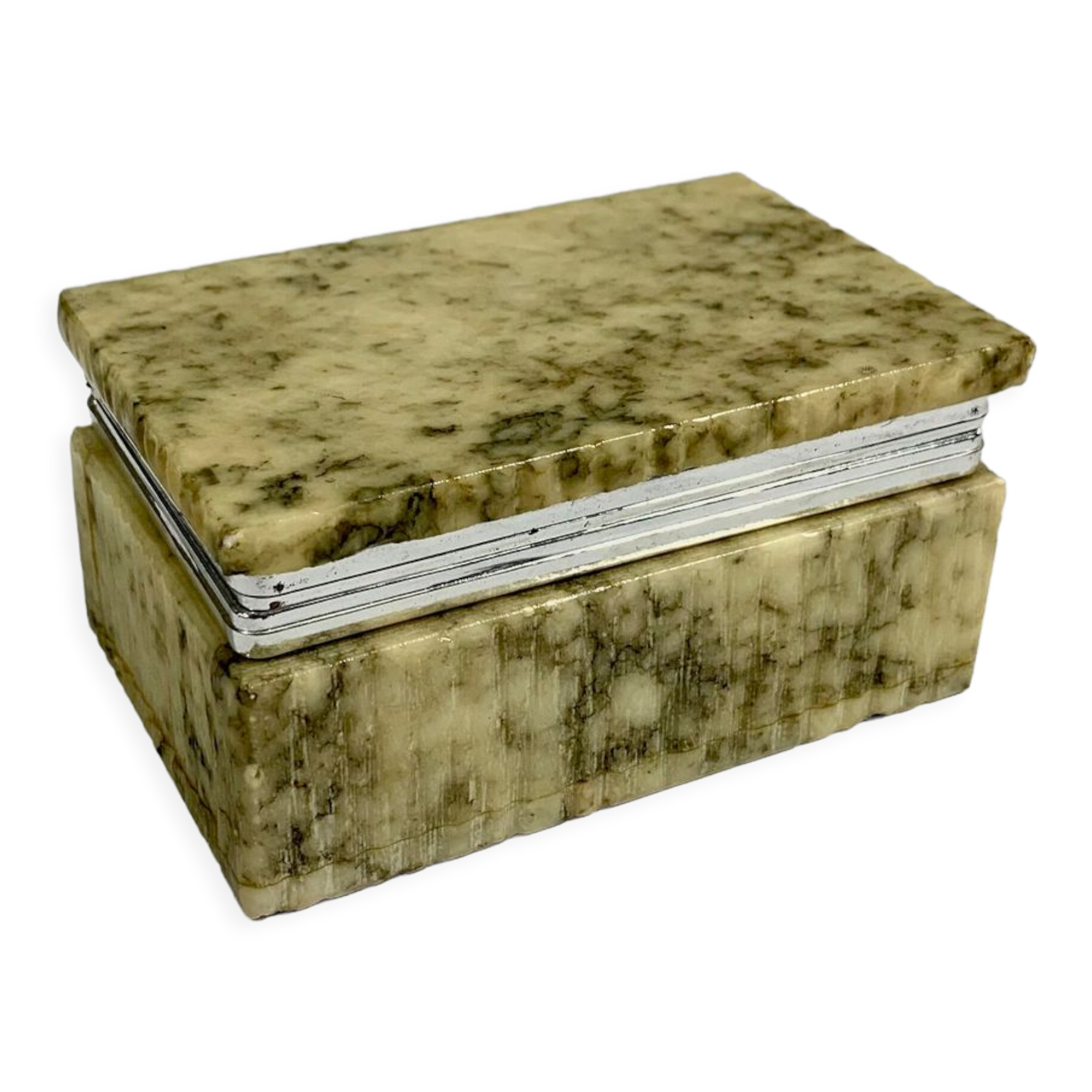 Vintage granite jewelry box with green veins