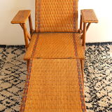 Chaise longue de grand-mère en rotin
