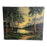 Huile sur toile paysage de campagne