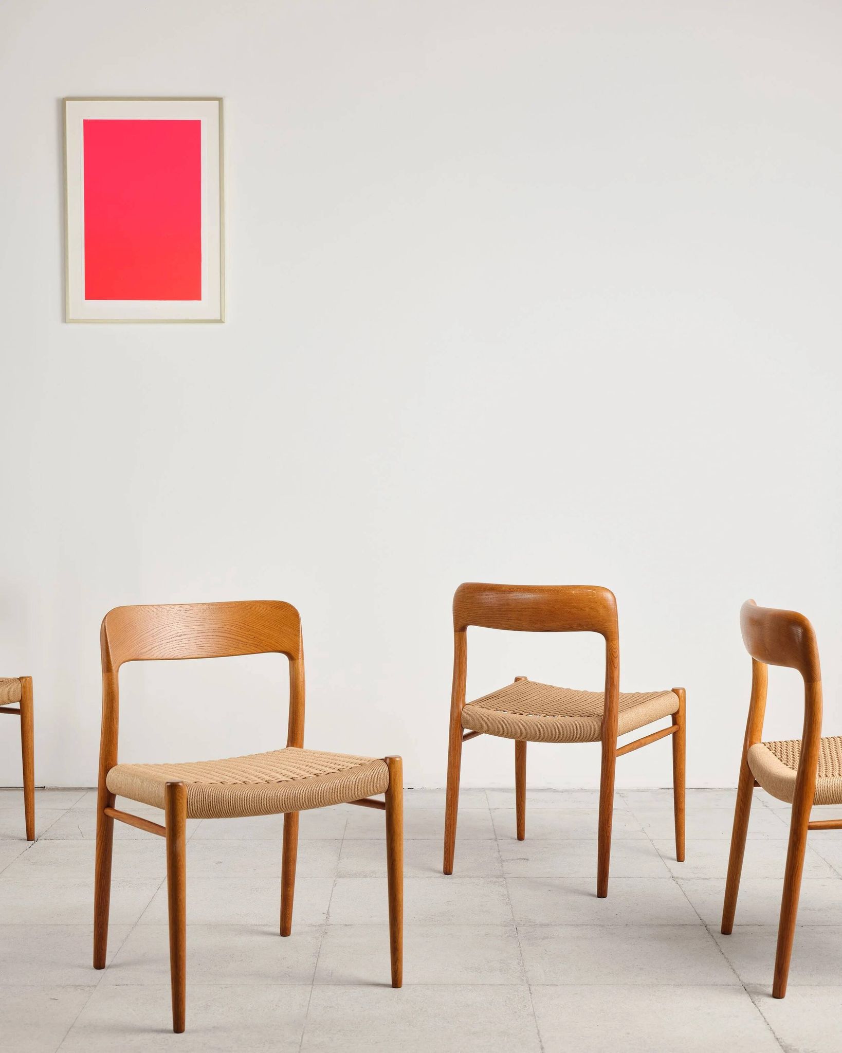 Set of 4 chairs model 75 in oak, Niels O. Møller, Denmark, 1950s