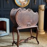 Magazine Rack Called “Goat” From the End of the 19th Century in Wood and Canework in the Louis XV Style