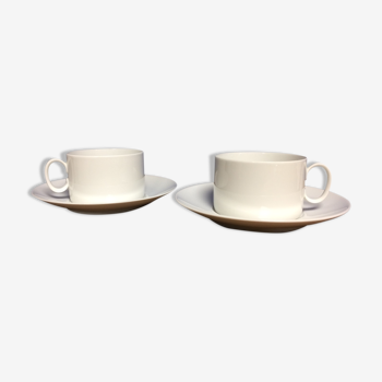 Pair of white porcelain cups and saucers