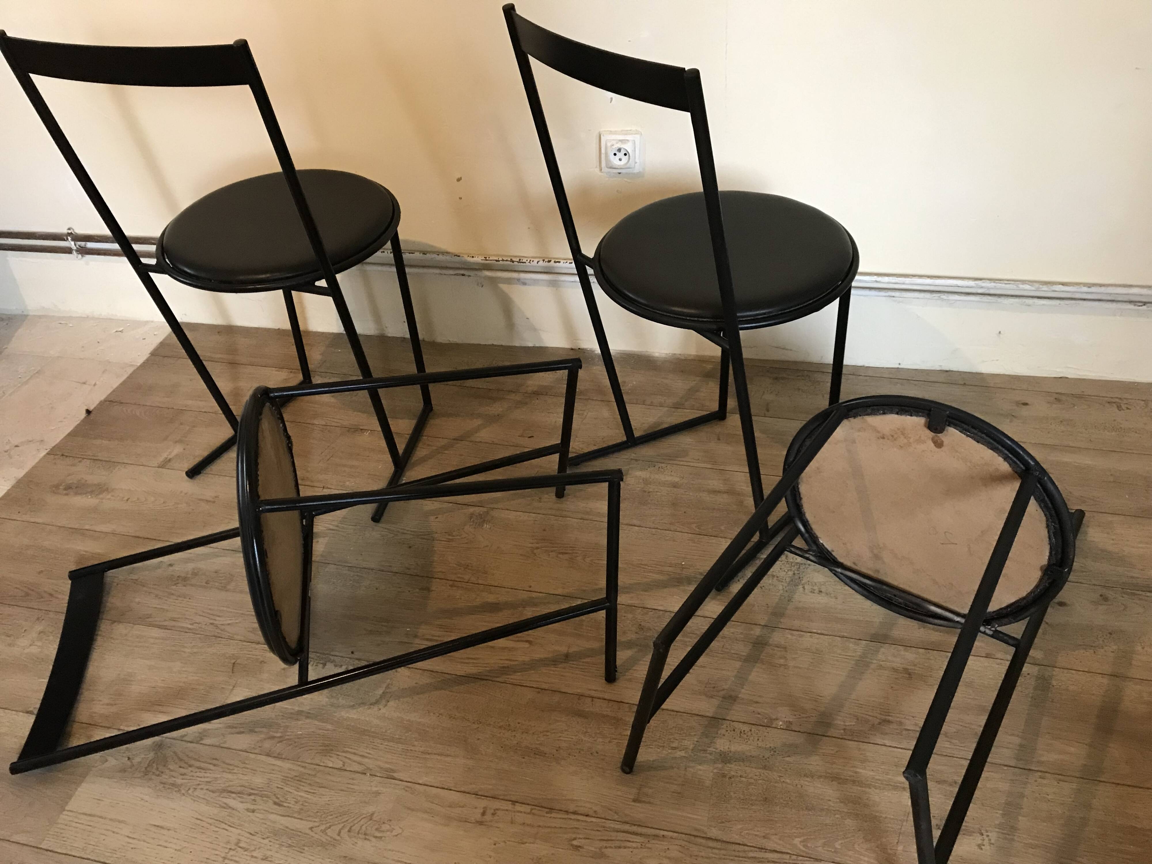 Set of 4 chairs Italy 1980 by Emilio Nanni for Fly-line