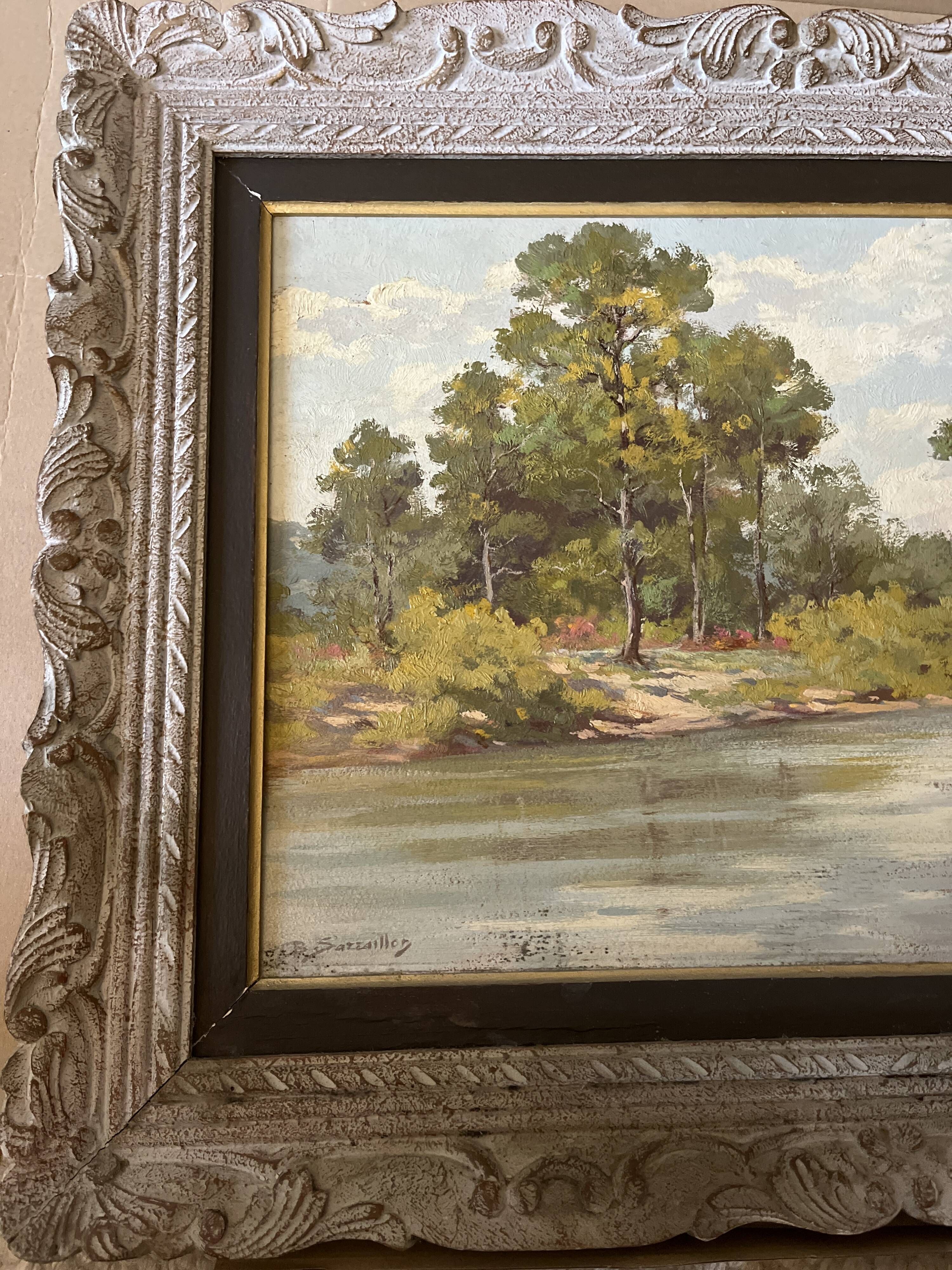 Oil on canvas countryside landscape