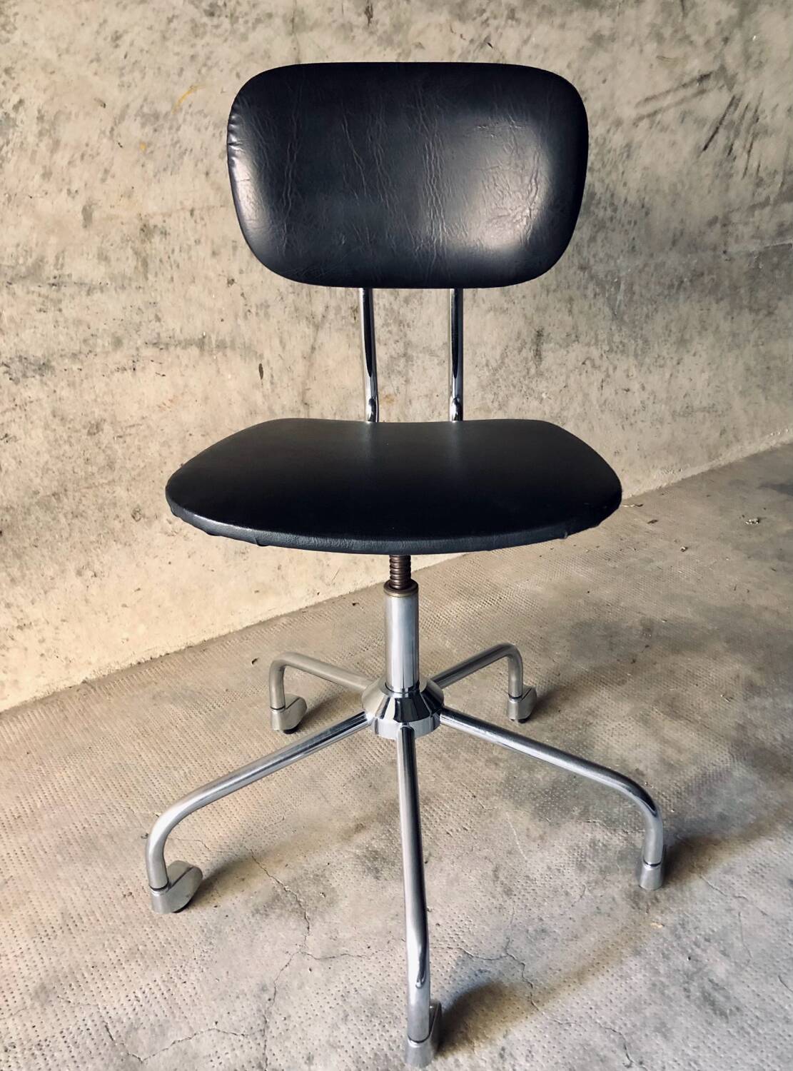 1950s/60s Chrome and Faux Leather Office Chair
