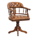 Chaise de bureau Chesterfield en cuir et bois de style anglais