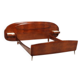 Double bed vintage in wood veneer, design, Italy, 1950s-1960s.