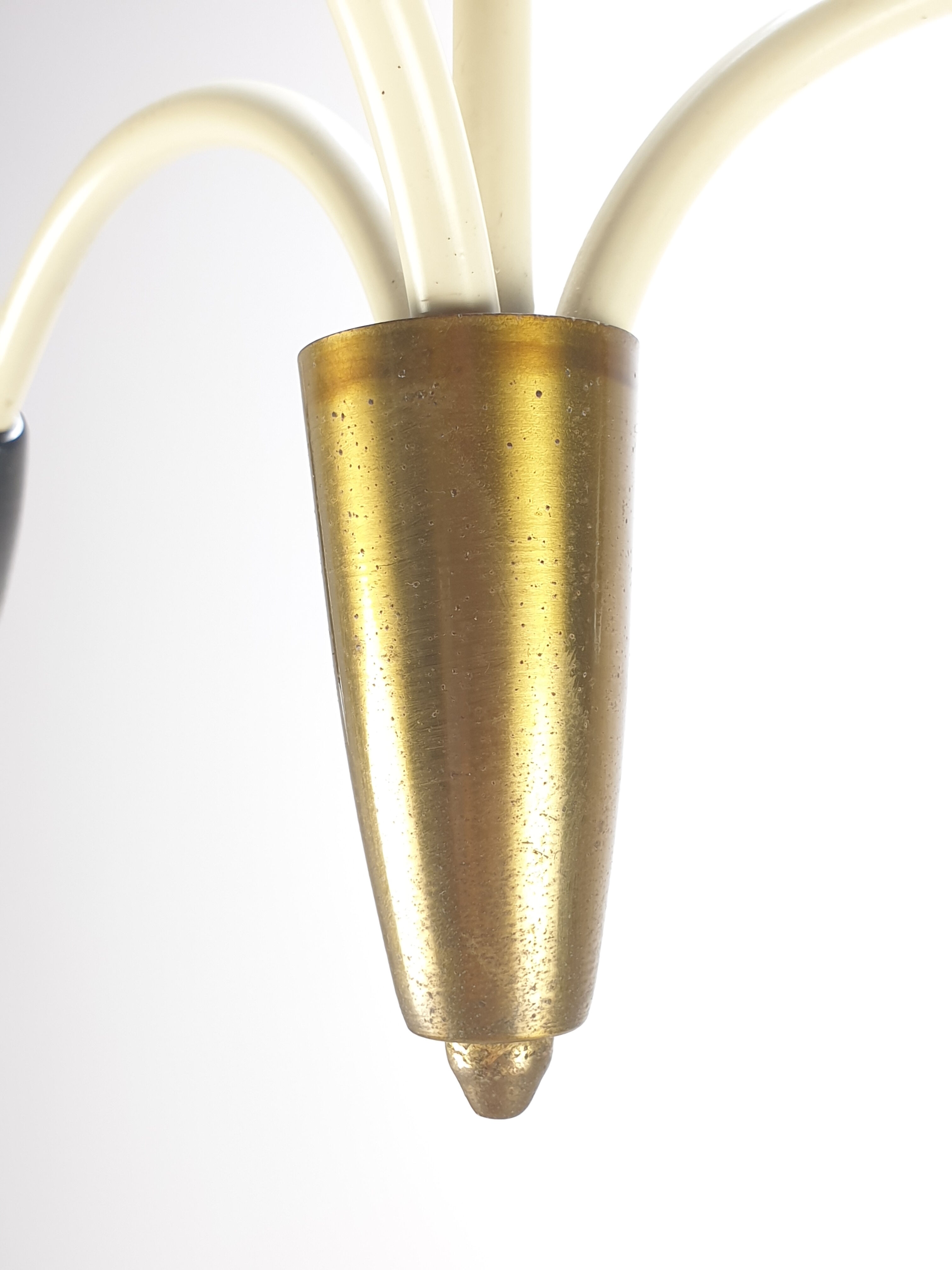 Italian 3 Armed Chandelier with Brass, 1960s