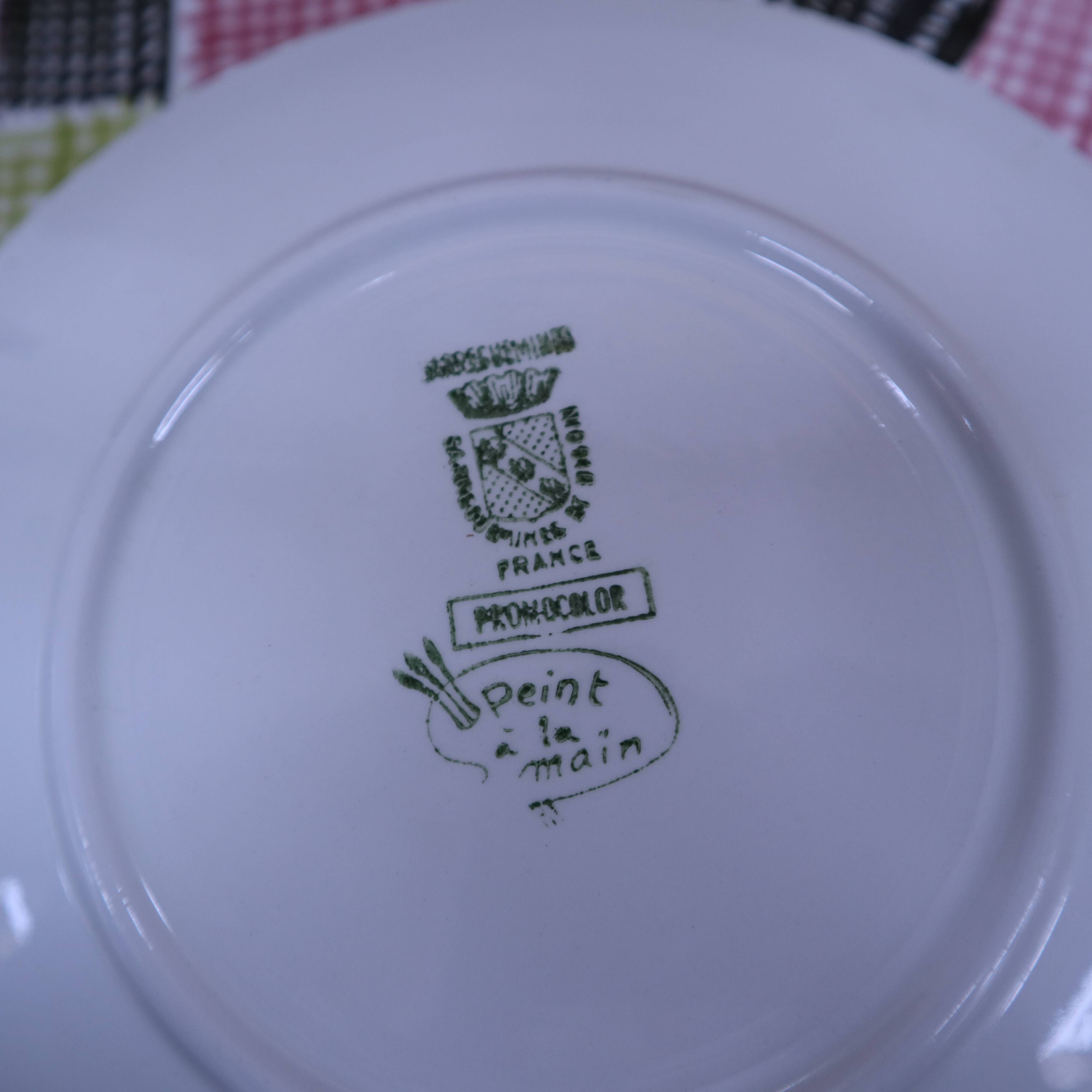 4 dessert plates Sarreguemines hand-painted protocol