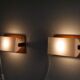 Pair of Scandinavian teak and acrylic wall lamps 1960